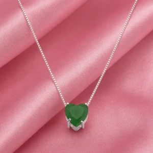 COLAR PONTO DE LUZ CORAÇÃO VERDE ESCURO