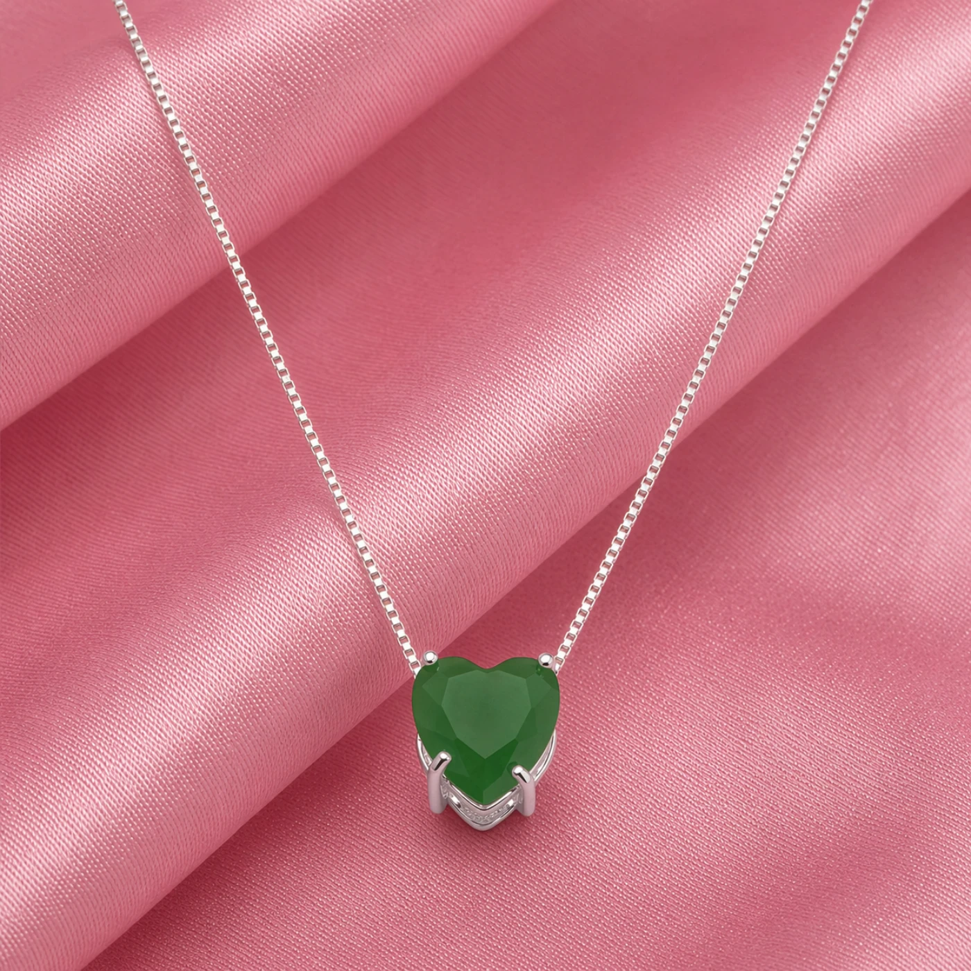 COLAR PONTO DE LUZ CORAÇÃO VERDE ESCURO