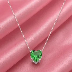 COLAR PONTO DE LUZ CORAÇÃO VERDE ESMERALDA