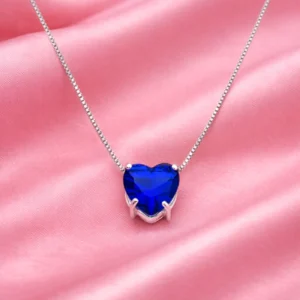 COLAR PONTO DE LUZ CORAÇÃO AZUL SAFIRA