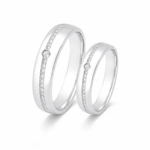 ALIANÇA FRISO TRANSVERSAL COM 1 ZIRCONIA 5MM