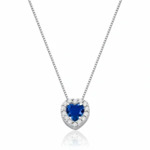Colar Princesa Coração Azul Safira