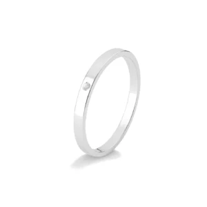 ALIANÇA RETA FINA COM ZIRCÔNIA 2MM